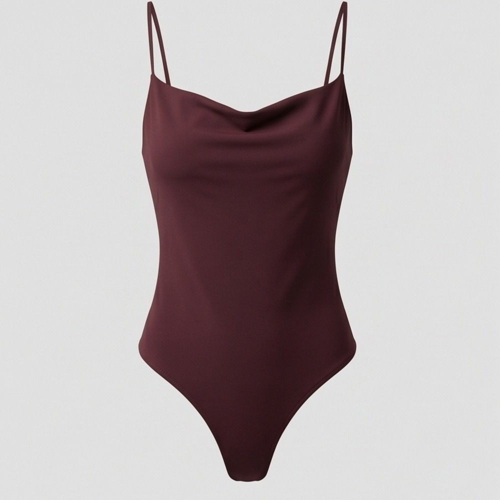 Athleta L‎ Square Neck Bodymove Thong Bodysuit Maroon NWT Sleeveless Adjustable